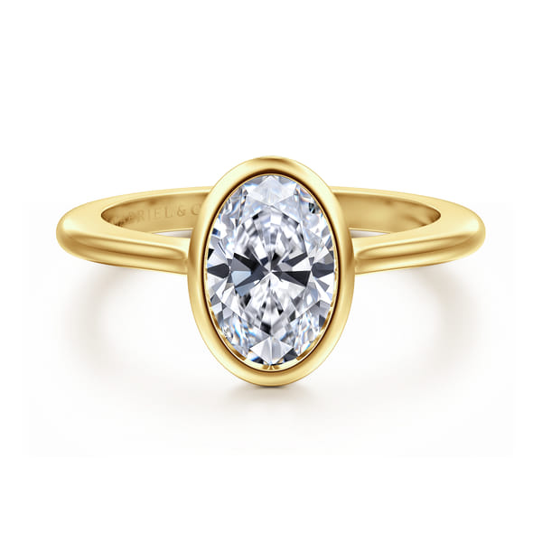 Oval bezel-set engagement ring