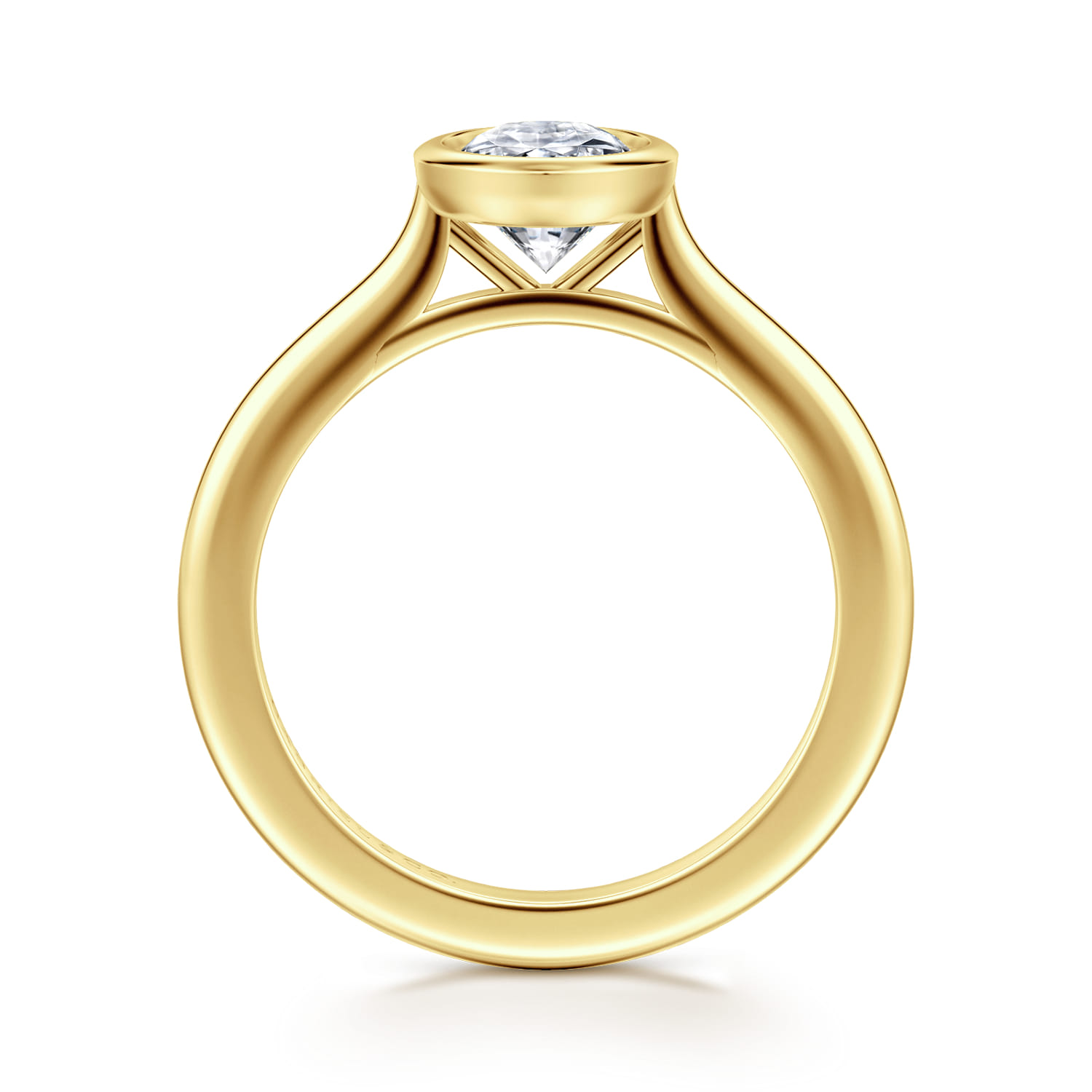 Brooke - 14K Yellow Gold Oval Cut Bezel Set Solitaire Diamond Engagement Ring - Shot 2