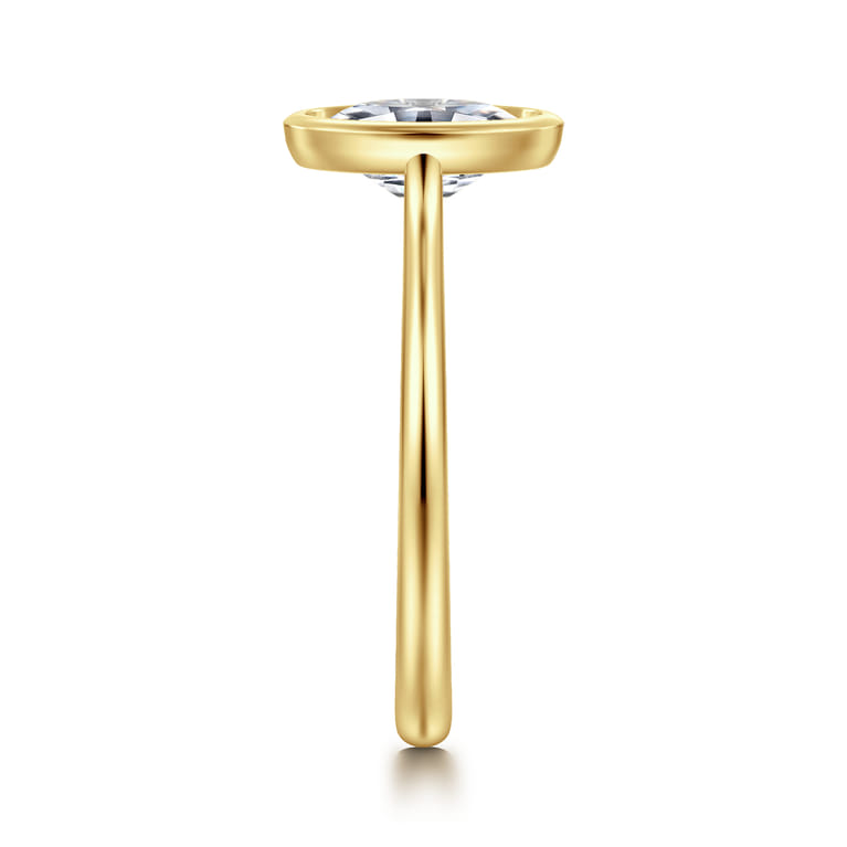 Brooke - 14K Yellow Gold Oval Cut Bezel Set Solitaire Diamond Engagement Ring - Shot 4