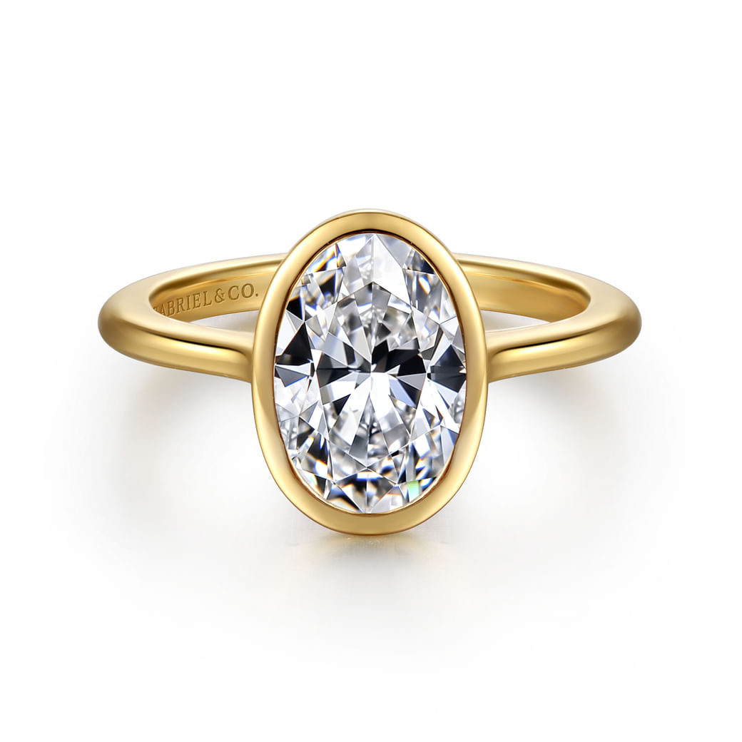 Oval Solitaire Ring in 14k Yellow Gold Gabriel ER16728O8Y4JJJ