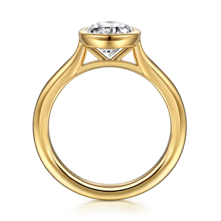 Brooke - 14K Yellow Gold Oval Cut Bezel Set Solitaire Diamond Engagement Ring - Shot 2