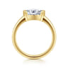 Bara - 14K Yellow Gold Half Bezel East West Oval Diamond Engagement Ring
