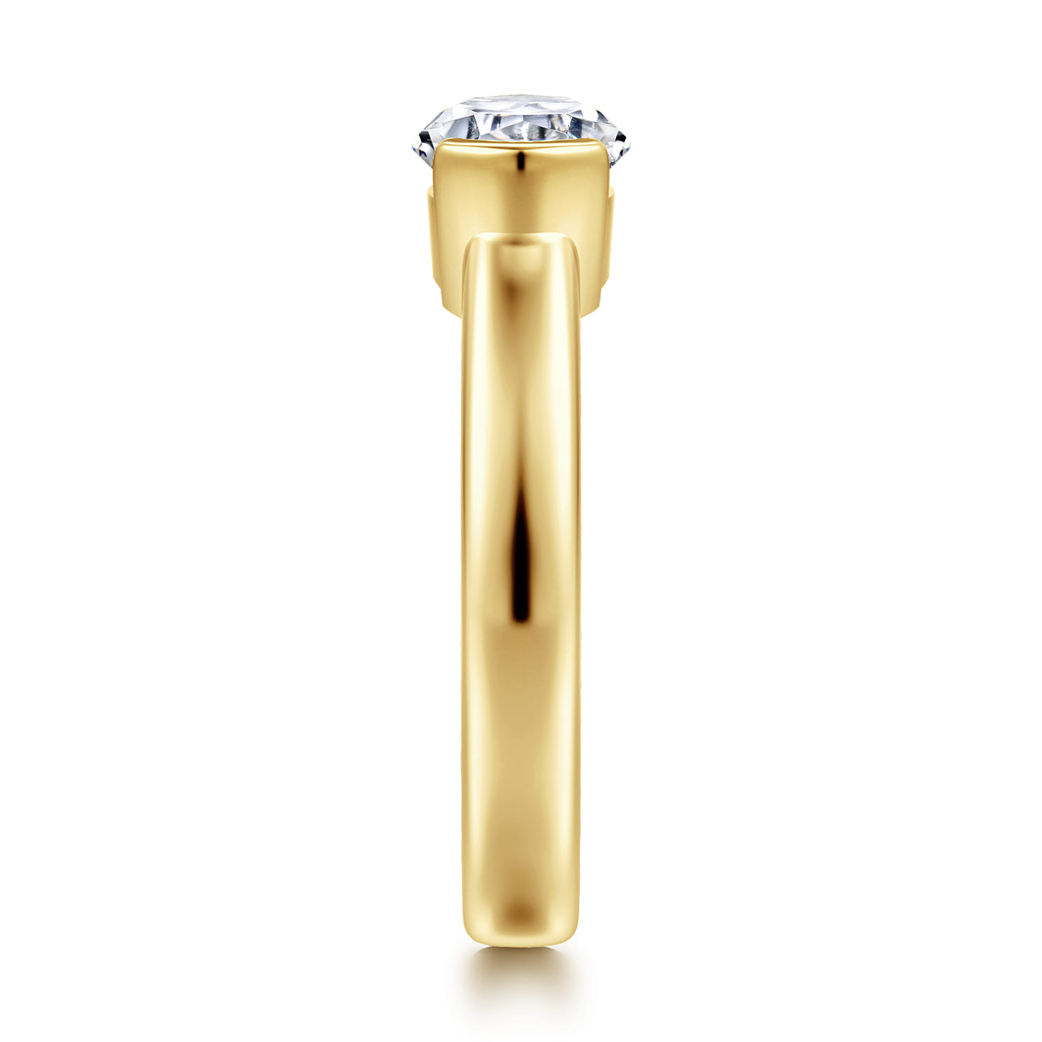 Bara - 14K Yellow Gold Half Bezel East West Oval Diamond Engagement Ring - Shot 5