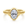 Elsa - 14K Yellow Gold Compass Bezel Prong Oval Solitaire Diamond Engagement Ring