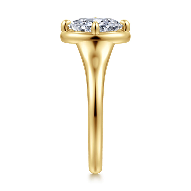 Elsa - 14K Yellow Gold Compass Bezel Prong Oval Solitaire Diamond Engagement Ring - Shot 4