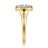 Elsa - 14K Yellow Gold Compass Bezel Prong Oval Solitaire Diamond Engagement Ring