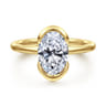 Bethanne - 14K Yellow Gold Half Bezel Oval Solitaire Diamond Engagement Ring