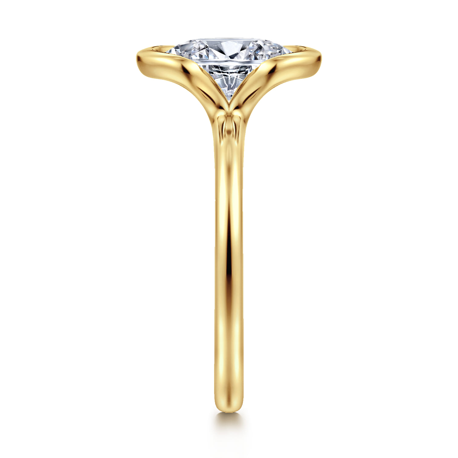 Bethanne - 14K Yellow Gold Half Bezel Oval Solitaire Diamond Engagement Ring - Shot 5