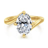 Rosette - 14K Yellow Gold Compass Prong Bypass Oval Diamond Engagement Ring
