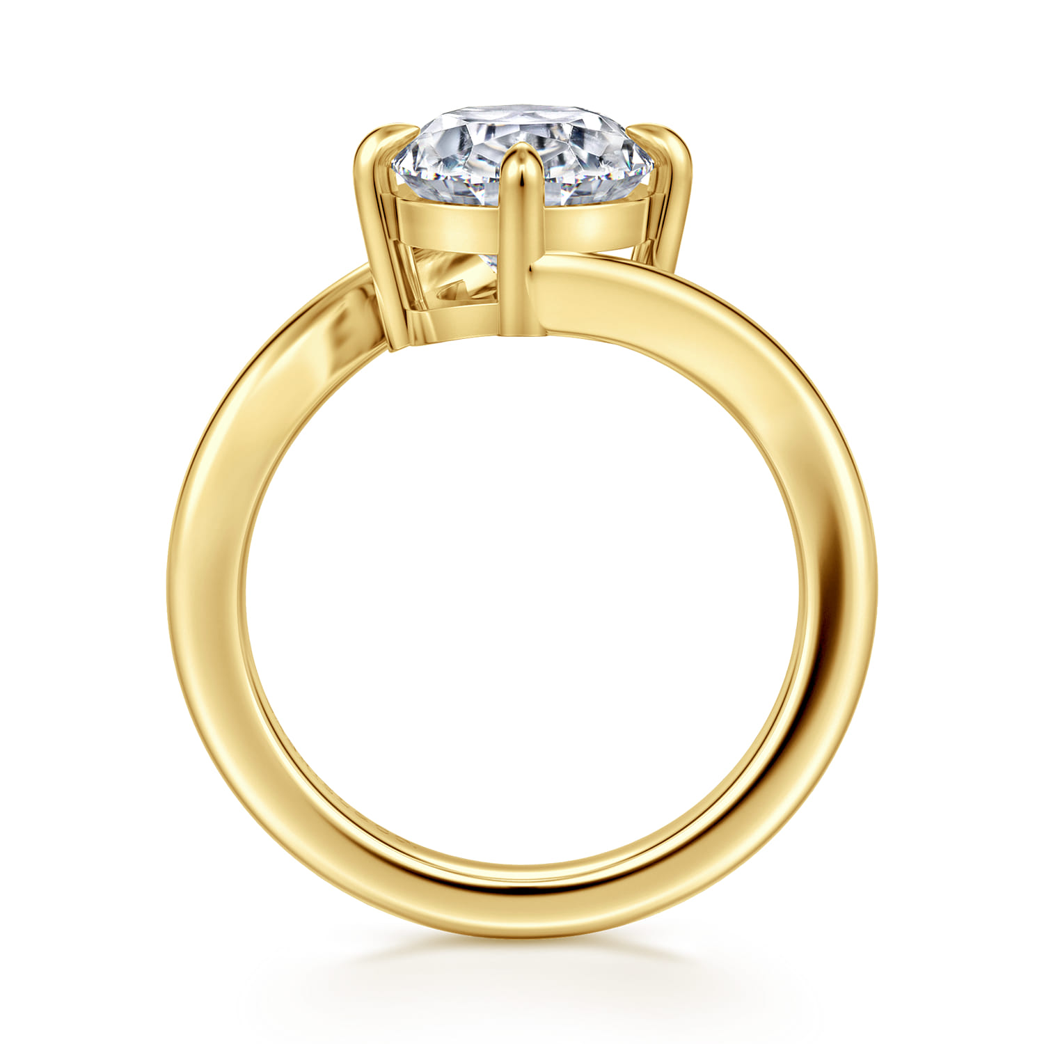 Rosette - 14K Yellow Gold Compass Prong Bypass Oval Diamond Engagement Ring - Shot 2