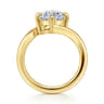 Rosette - 14K Yellow Gold Compass Prong Bypass Oval Diamond Engagement Ring