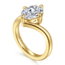 Rosette - 14K Yellow Gold Compass Prong Bypass Oval Diamond Engagement Ring