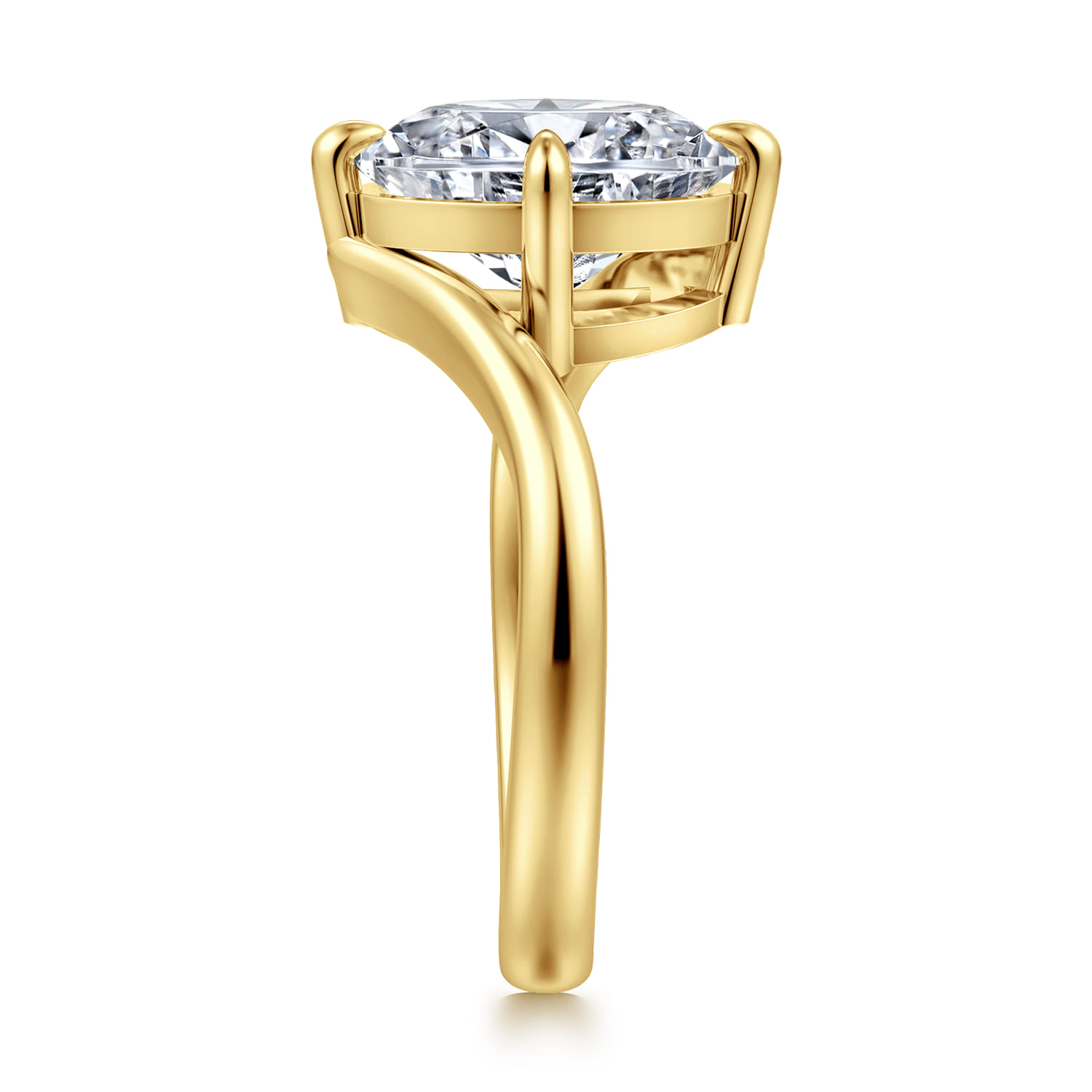 Rosette - 14K Yellow Gold Compass Prong Bypass Oval Diamond Engagement Ring - Shot 4