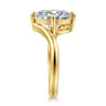 Rosette - 14K Yellow Gold Compass Prong Bypass Oval Diamond Engagement Ring