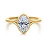 Kaya - 14K Yellow Gold Bezel Set Oval Solitaire Diamond Engagement Ring