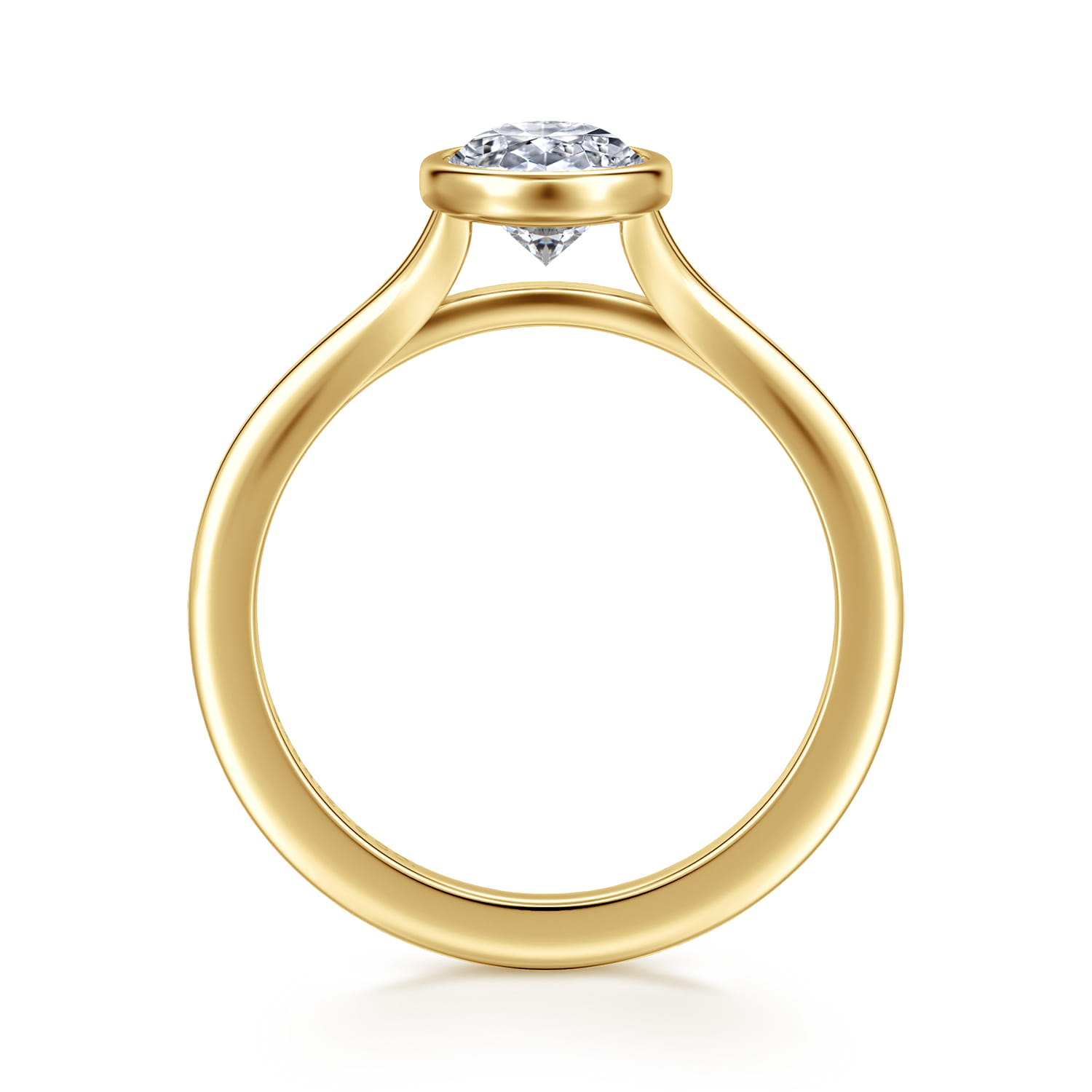 Kaya - 14K Yellow Gold Bezel Set Oval Solitaire Diamond Engagement Ring - Shot 2