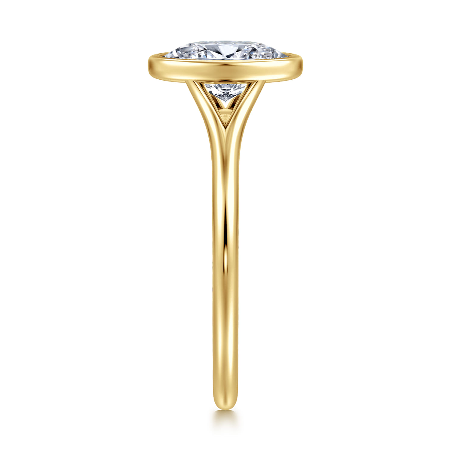 Kaya - 14K Yellow Gold Bezel Set Oval Solitaire Diamond Engagement Ring - Shot 4