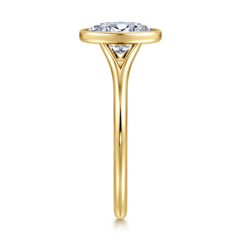 Kaya - 14K Yellow Gold Bezel Set Oval Solitaire Diamond Engagement Ring - Shot 4