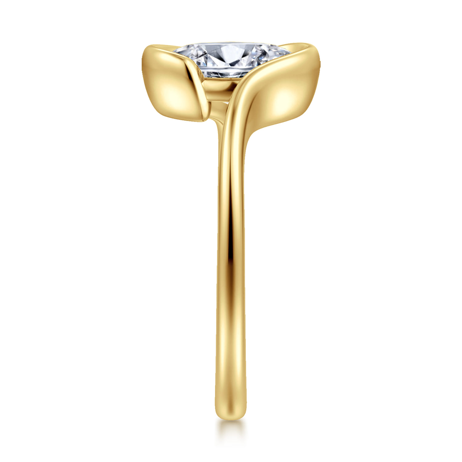 Bellisse - 14K Yellow Gold Bypass Oval Solitaire Diamond Engagement Ring - Shot 5