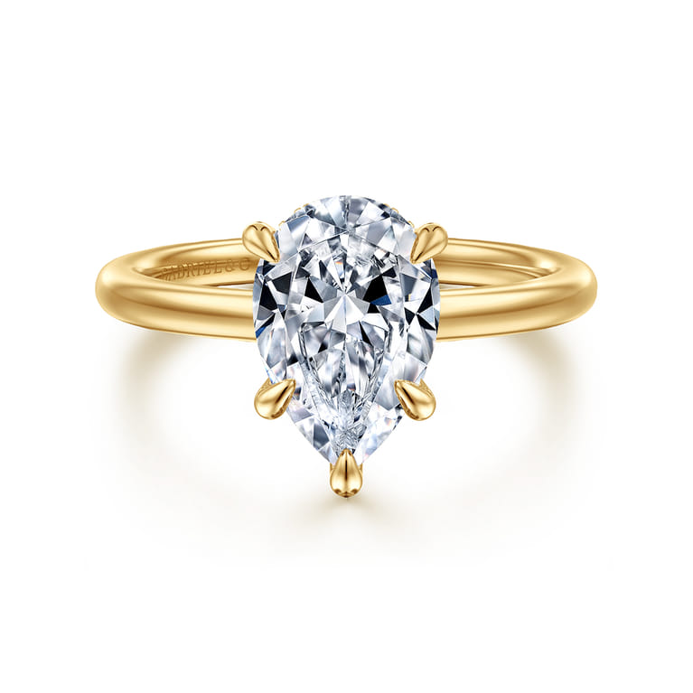 Cari - 14K Yellow Gold Pear Shape Diamond Engagement Ring - 0.05 ct - Shot 1