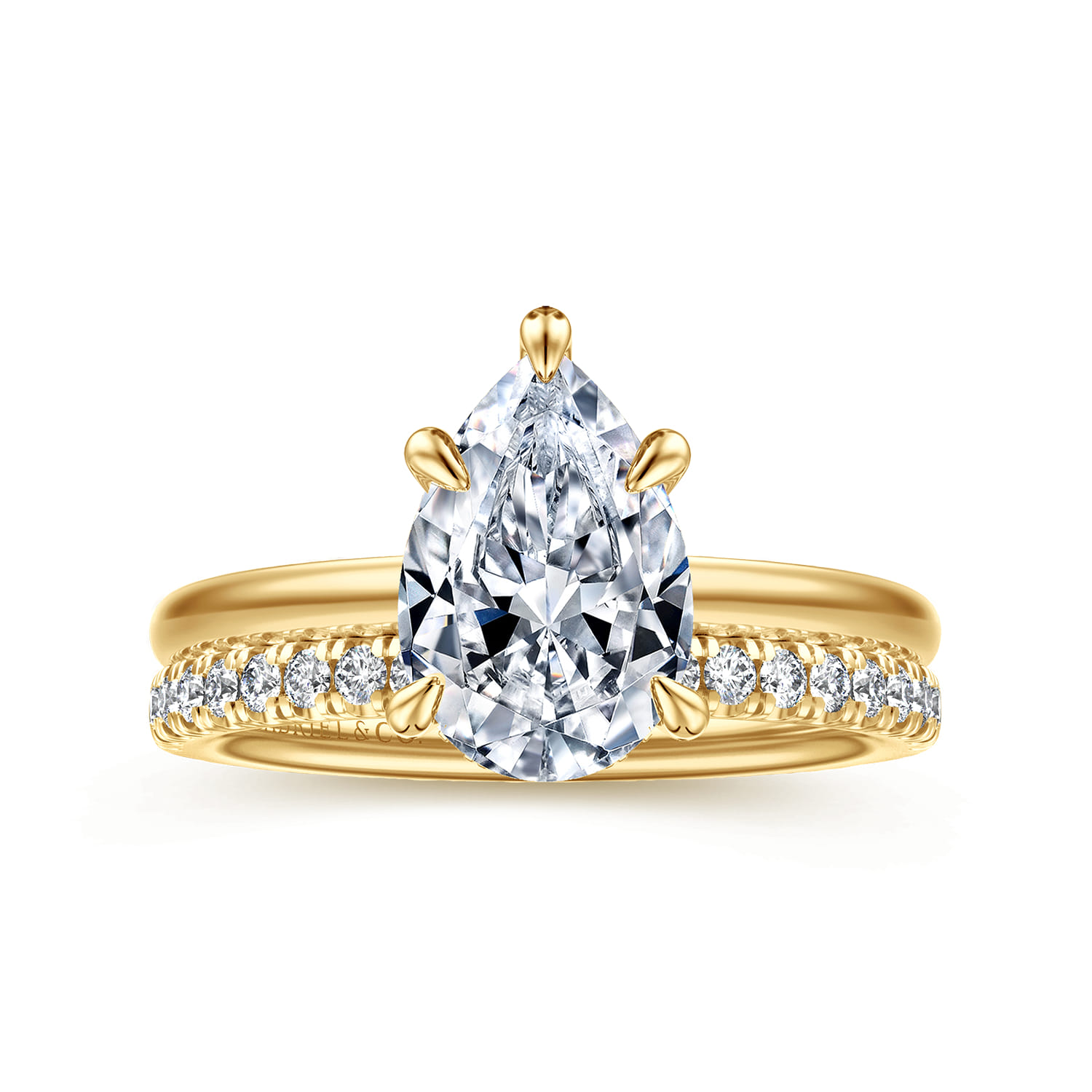 Cari - 14K Yellow Gold Pear Shape Diamond Engagement Ring - 0.05 ct - Shot 4