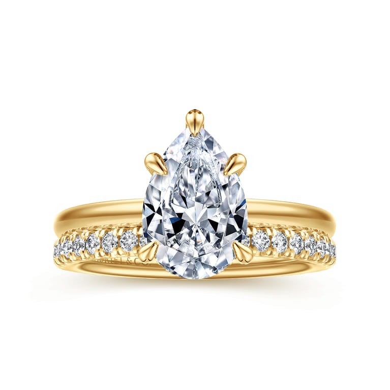 Cari - 14K Yellow Gold Pear Shape Diamond Engagement Ring - 0.05 ct - Shot 4