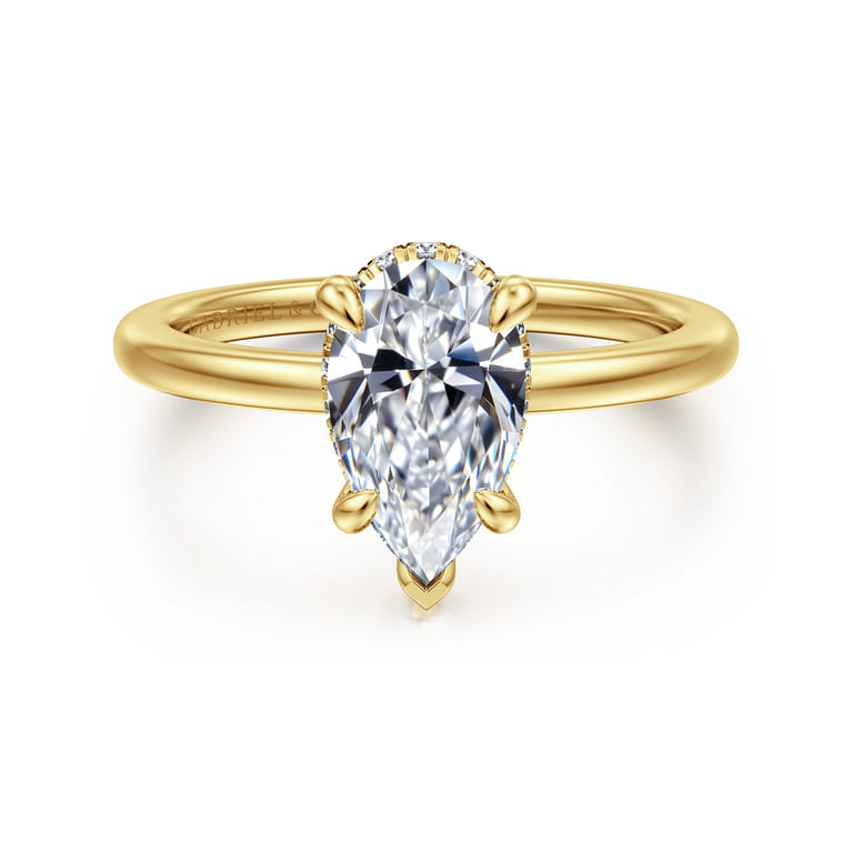 Rainah - 14K Yellow Gold Pear Shape Diamond Engagement Ring - 0.11 ct - Shot 1
