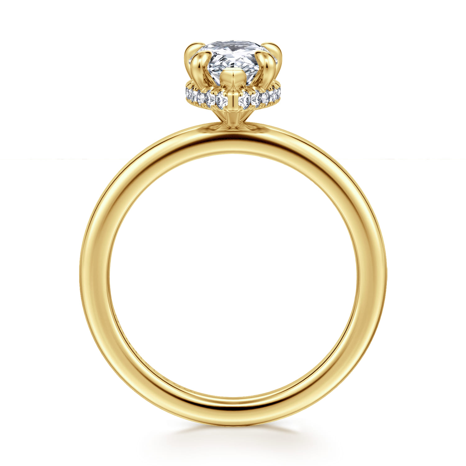 Rainah - 14K Yellow Gold Pear Shape Diamond Engagement Ring - 0.11 ct - Shot 2