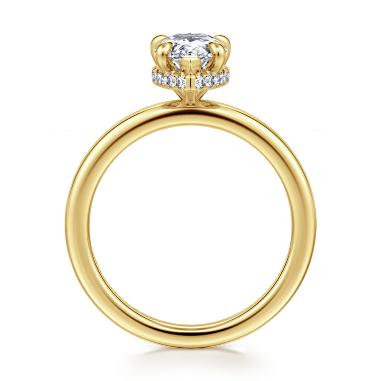 Rainah - 14K Yellow Gold Pear Shape Diamond Engagement Ring - 0.11 ct - Shot 2