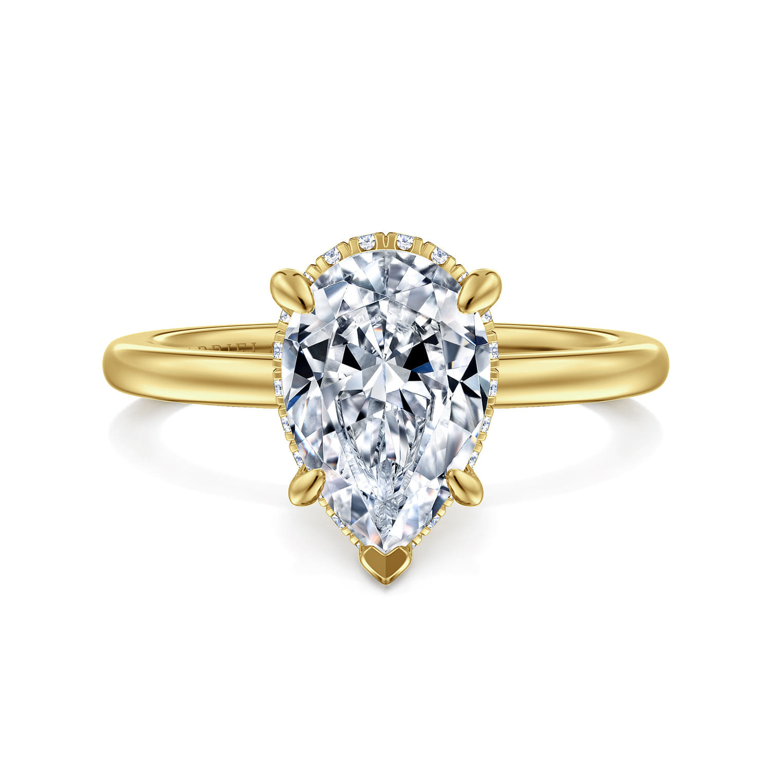 Rainah - 14K Yellow Gold Pear Shape Diamond Engagement Ring - 0.13 ct - Shot 1