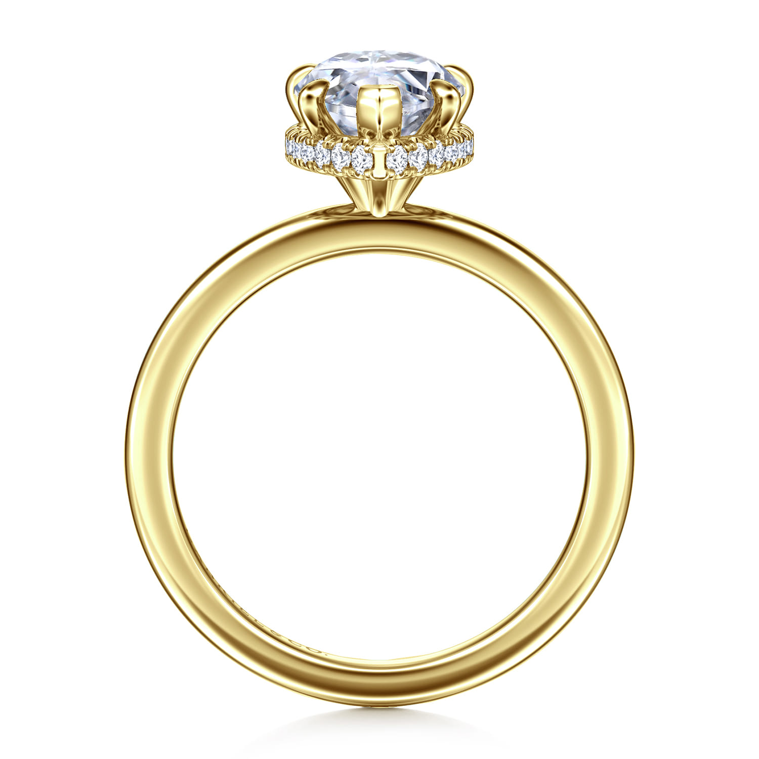 Rainah - 14K Yellow Gold Pear Shape Diamond Engagement Ring - 0.13 ct - Shot 2