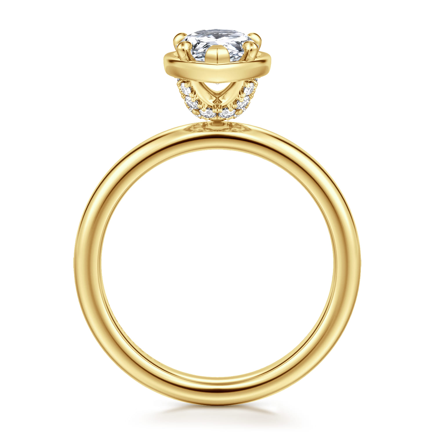 Deedie - 14K Yellow Gold Pear Shape Diamond Engagement Ring - 0.12 ct - Shot 2