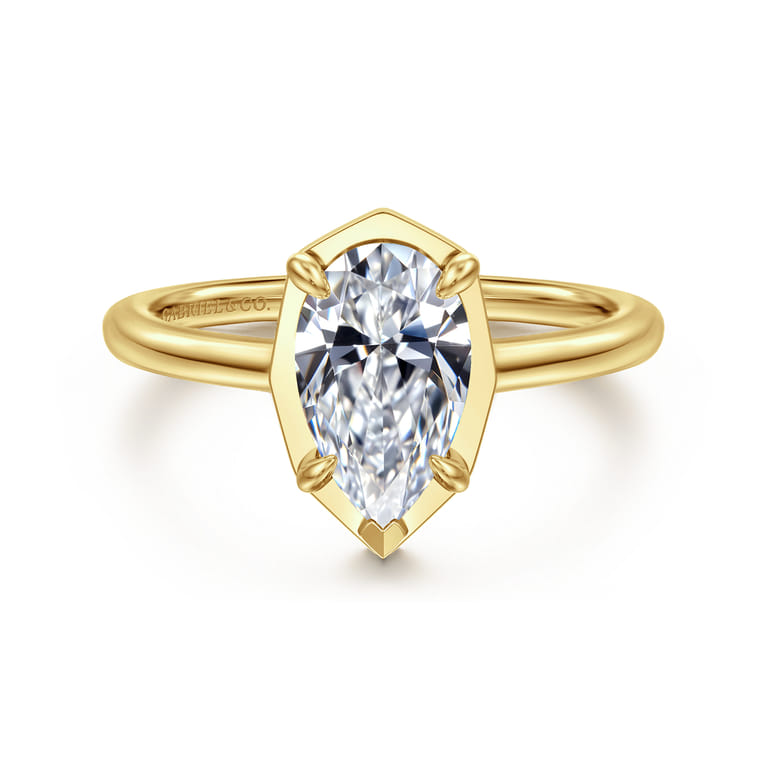 Cassi - 14K Yellow Gold Pear Shape Diamond Engagement Ring - 0.06 ct - Shot 1