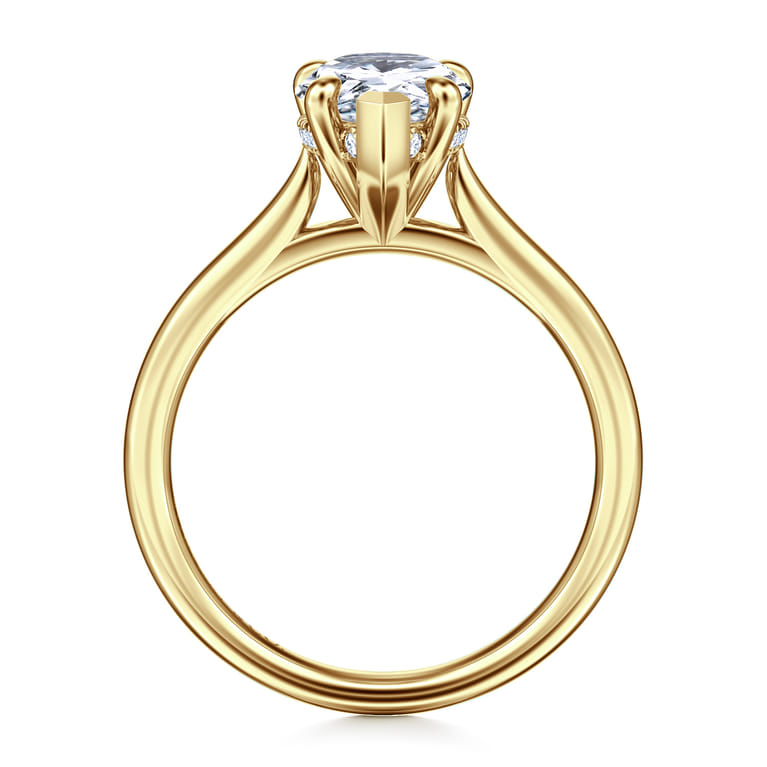 Aure - 14K Yellow Gold Pear Shape Solitaire Diamond Engagement Ring - 0.06 ct - Shot 2