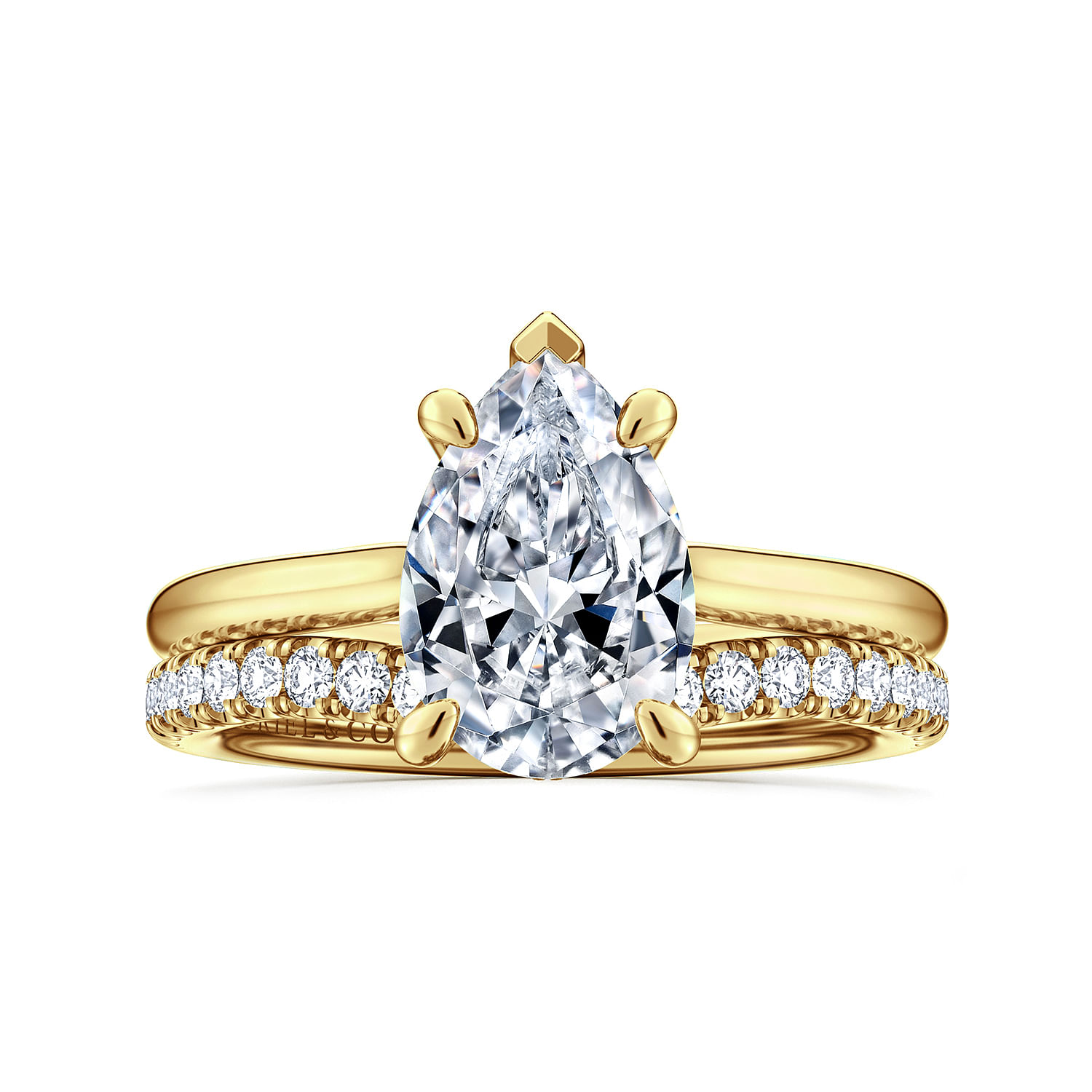 Aure - 14K Yellow Gold Pear Shape Solitaire Diamond Engagement Ring - 0.06 ct - Shot 4