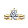 Aure - 14K Yellow Gold Pear Shape Solitaire Diamond Engagement Ring - 0.06 ct