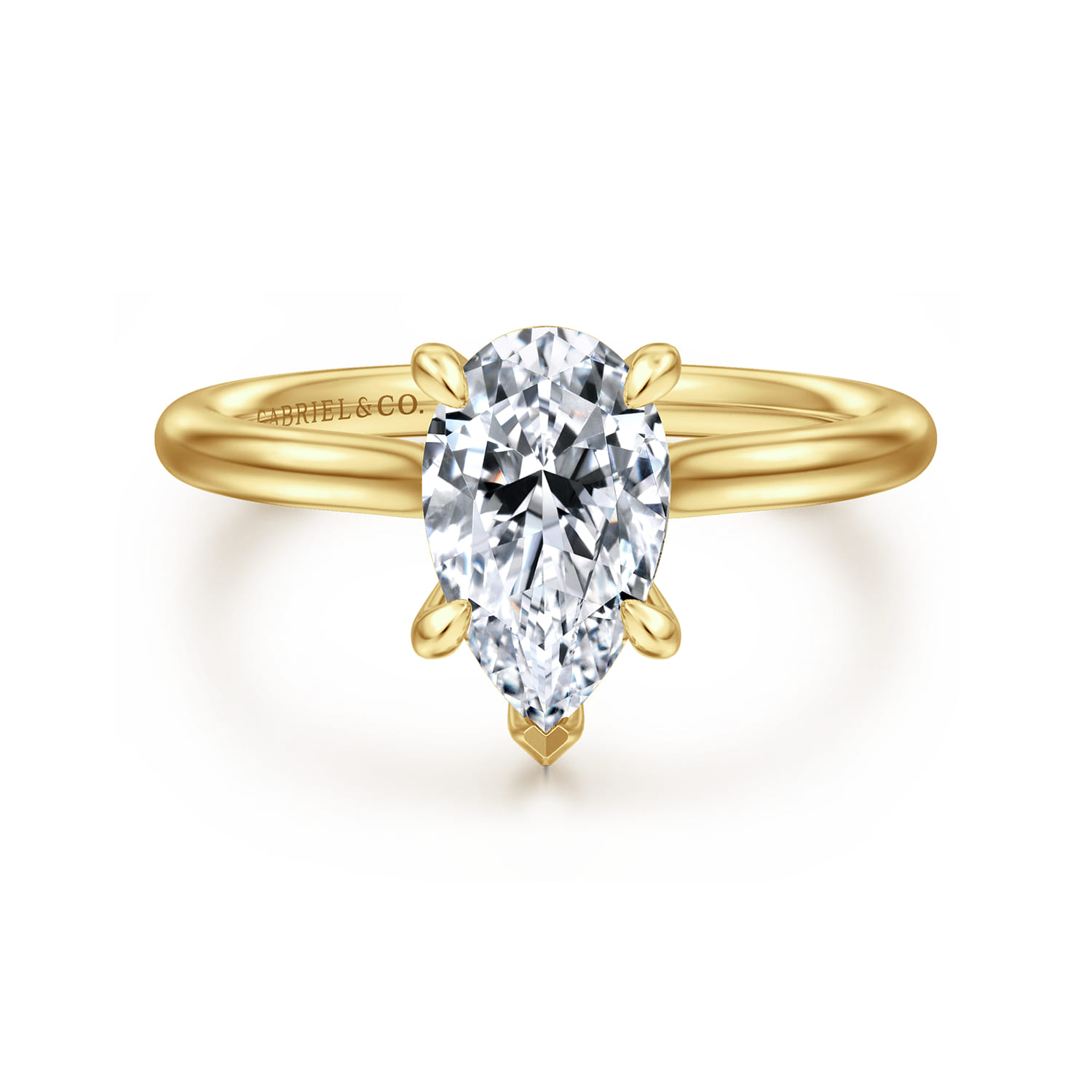 Badia - 14K Yellow Gold Pear Shape Solitaire Diamond Engagement Ring - 0.04 ct - Shot 1