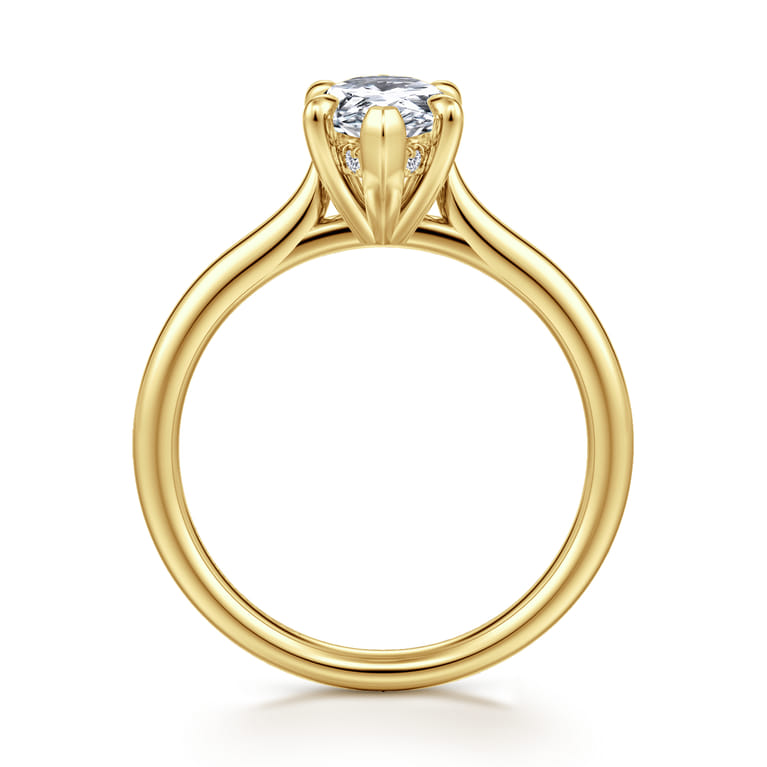 Badia - 14K Yellow Gold Pear Shape Solitaire Diamond Engagement Ring - 0.04 ct - Shot 2