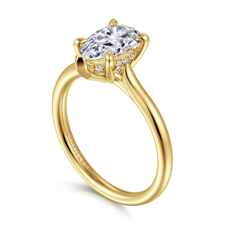 Badia - 14K Yellow Gold Pear Shape Solitaire Diamond Engagement Ring - 0.04 ct - Shot 3