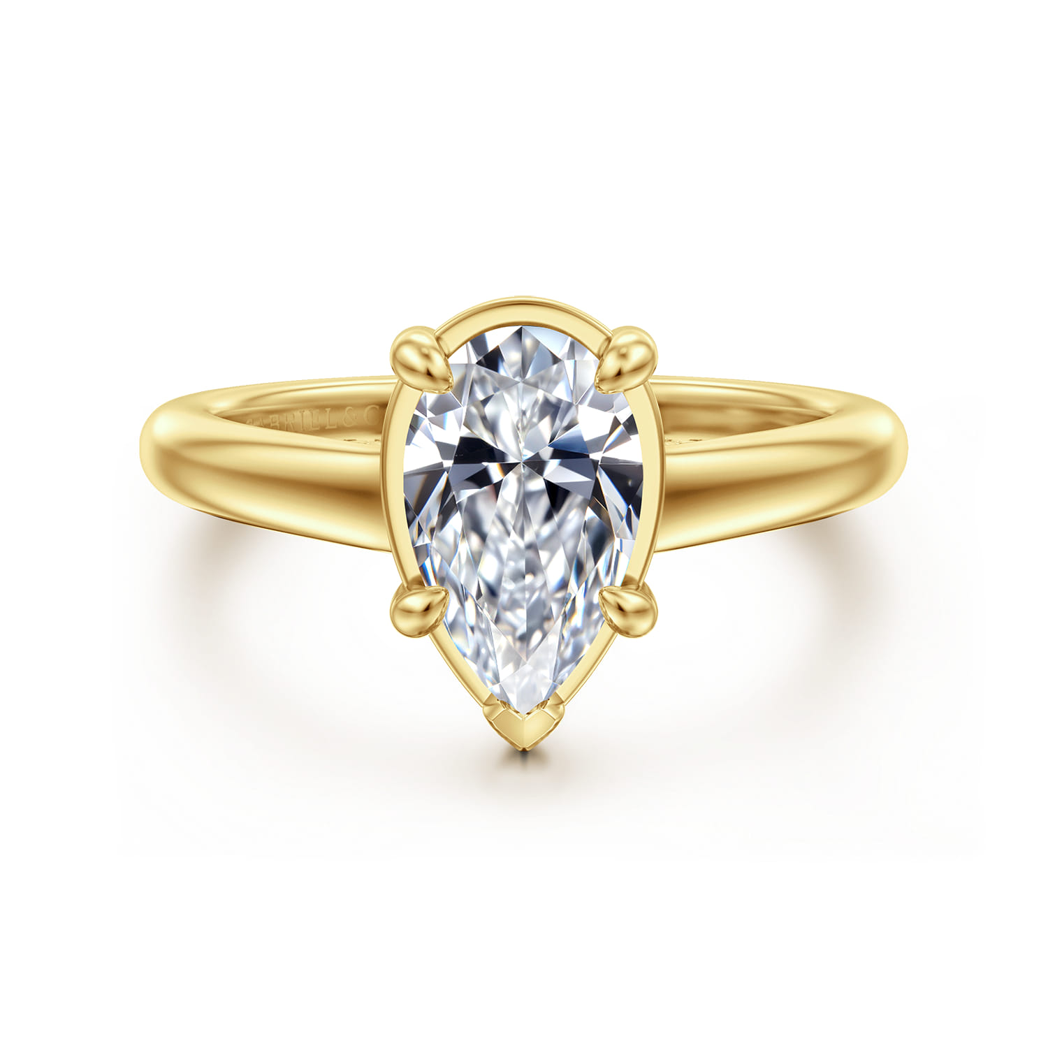 Geo - 14K Yellow Gold Pear Shape Diamond Engagement Ring - 0.16 ct - Shot 1