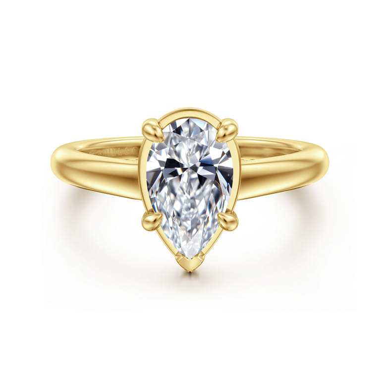 Geo - 14K Yellow Gold Pear Shape Diamond Engagement Ring - 0.16 ct - Shot 1