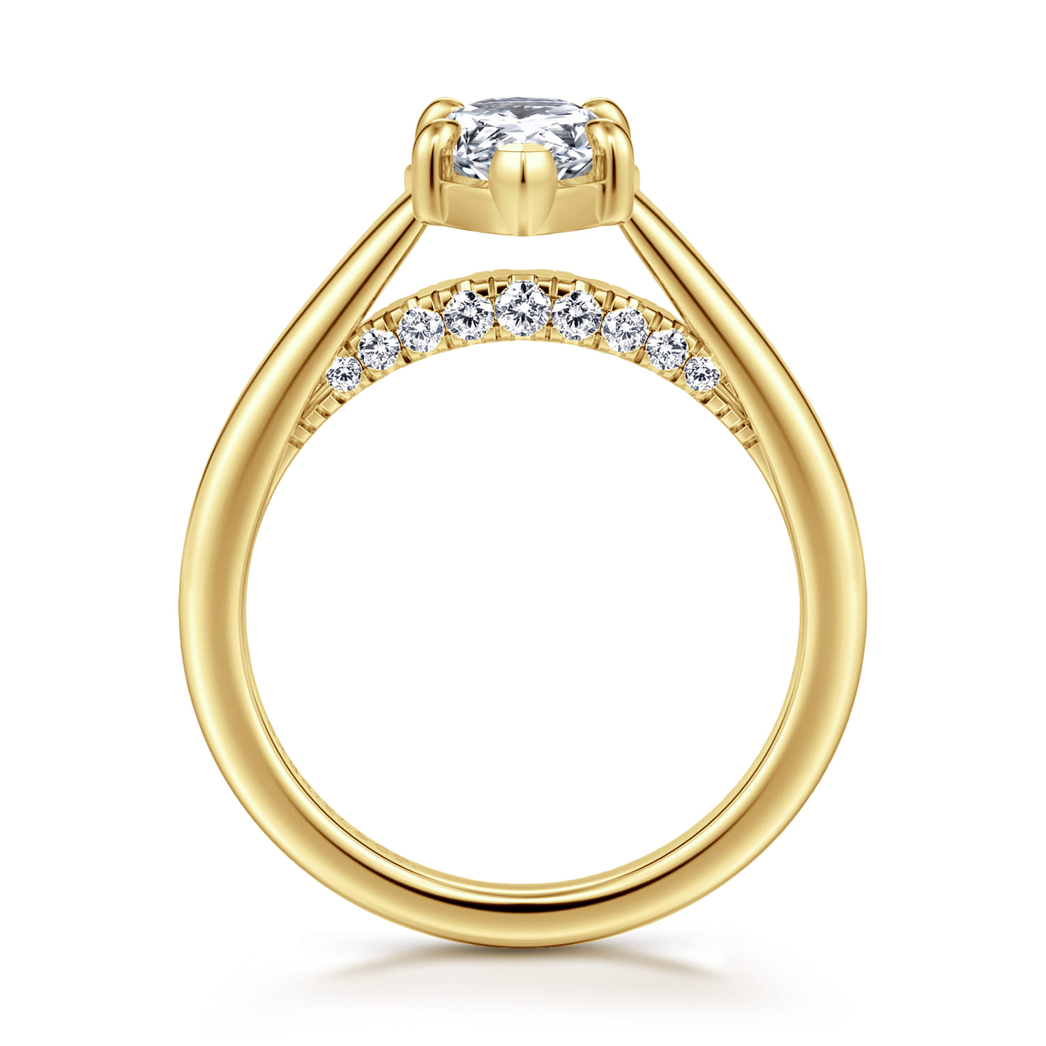 Geo - 14K Yellow Gold Pear Shape Diamond Engagement Ring - 0.16 ct - Shot 2