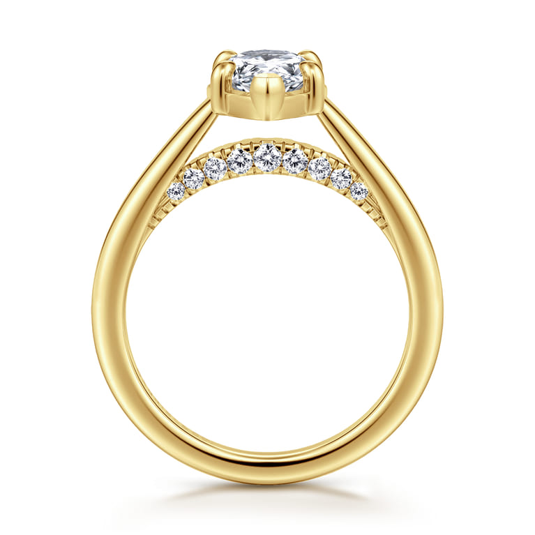 Geo - 14K Yellow Gold Pear Shape Diamond Engagement Ring - 0.16 ct - Shot 2