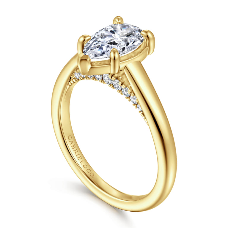 Geo - 14K Yellow Gold Pear Shape Diamond Engagement Ring - 0.16 ct - Shot 3