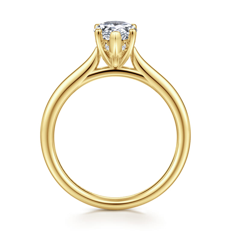 Azucena - 14K Yellow Gold Pear Shape Solitaire Diamond Engagement Ring - 0.05 ct - Shot 2