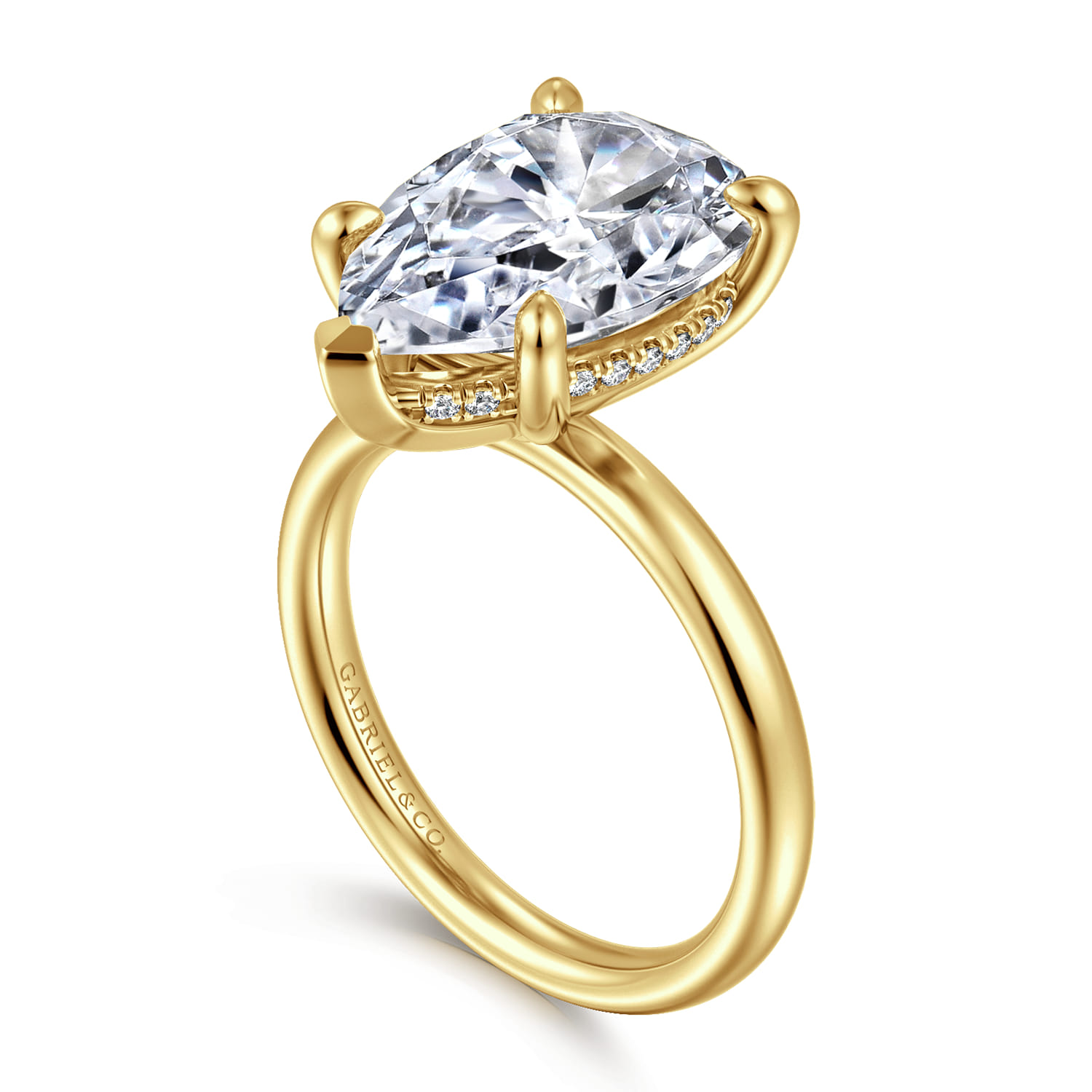 14K Yellow Gold Pear Shape Diamond Engagement Ring - 0.08 ct - Shot 3