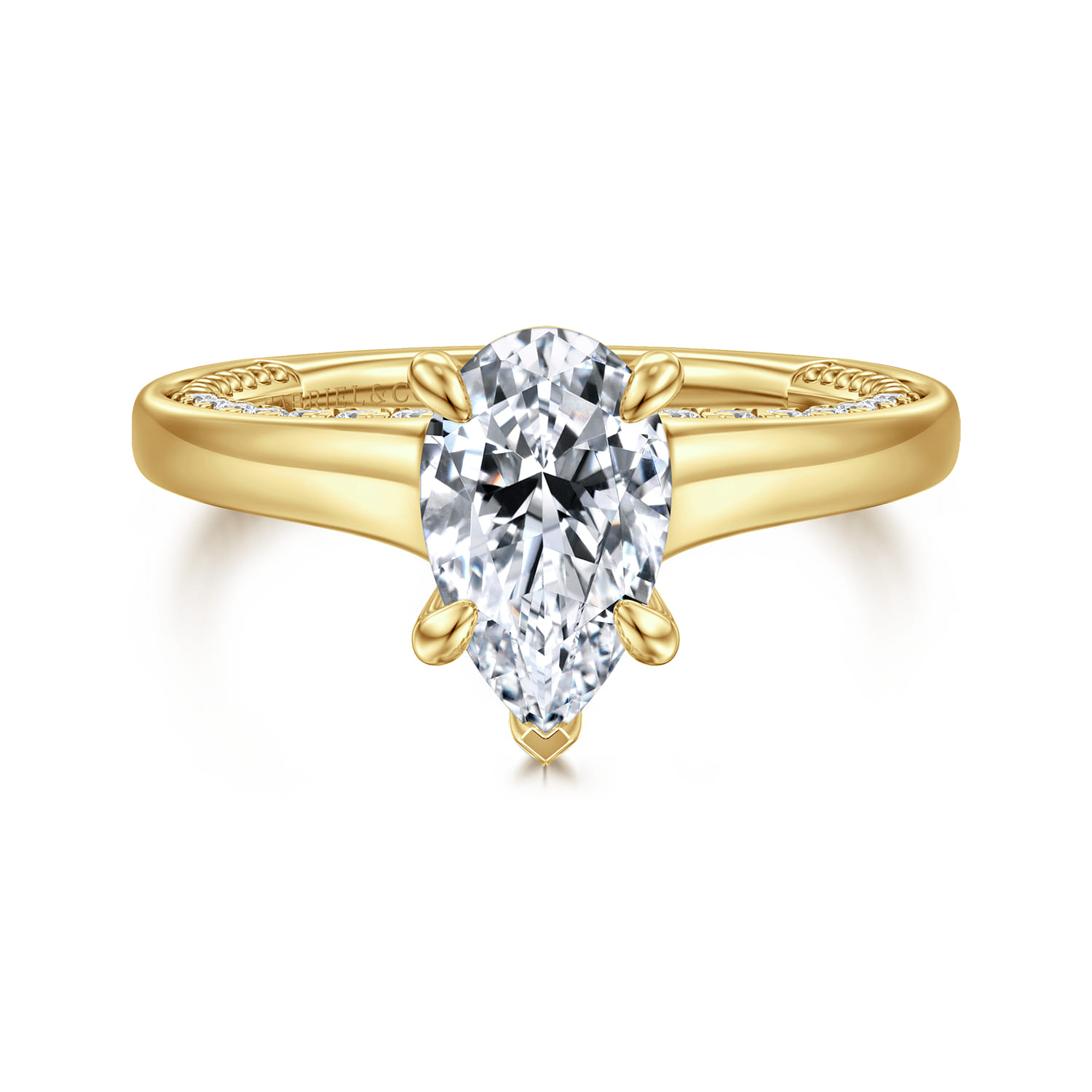 Rosey - 14K Yellow Gold Pear Shape Diamond Engagement Ring - 0.35 ct - Shot 1