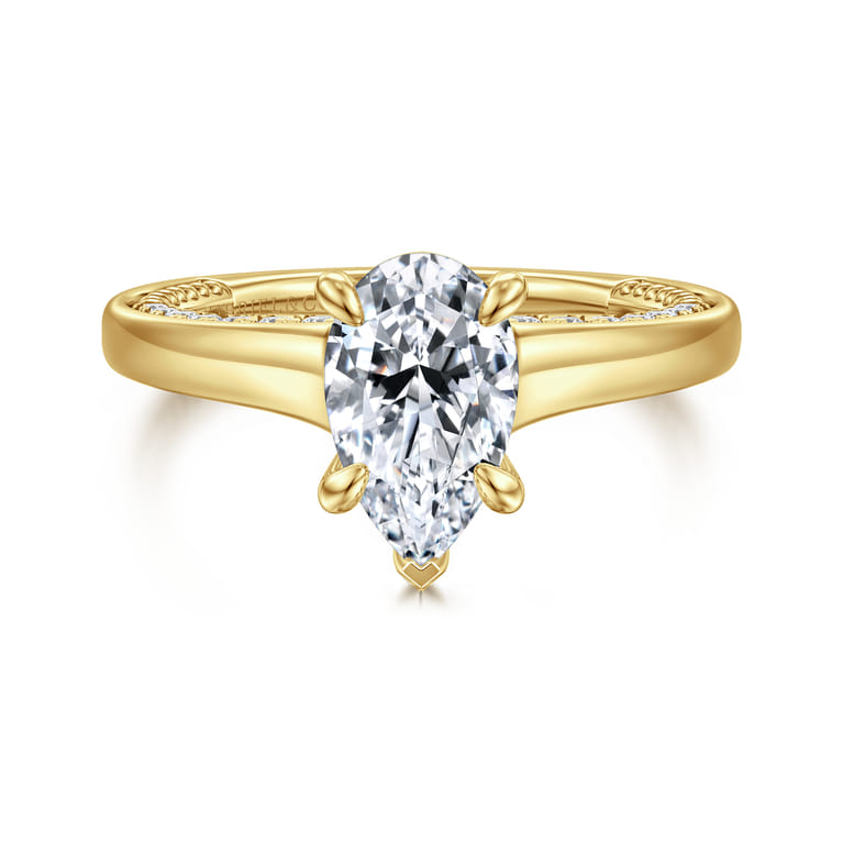 Rosey - 14K Yellow Gold Pear Shape Diamond Engagement Ring - 0.35 ct - Shot 1