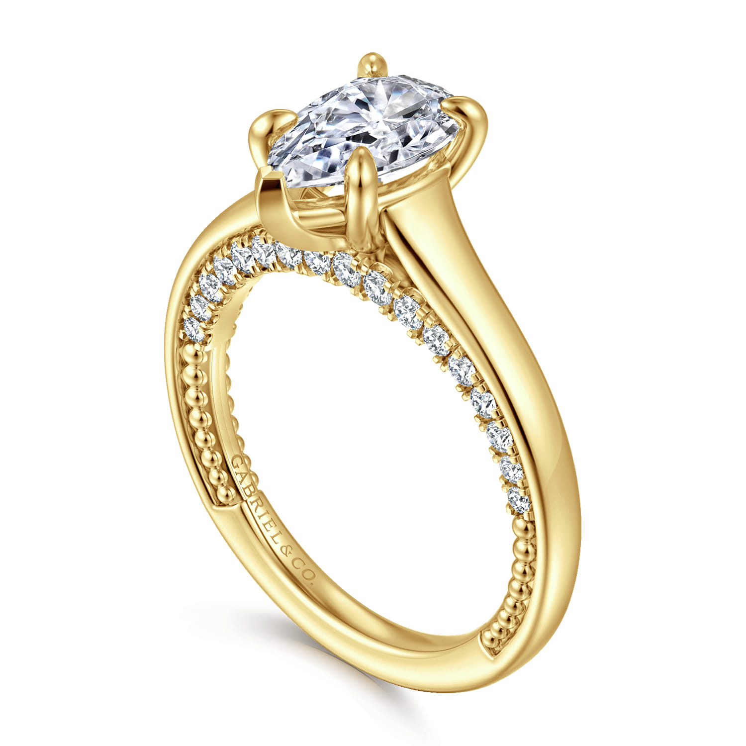 Rosey - 14K Yellow Gold Pear Shape Diamond Engagement Ring - 0.35 ct - Shot 3