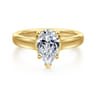 Villa - 14K Yellow Gold Half Bezel Pear Shape Diamond Engagement Ring - 0.1 ct